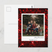 Glittery Red Background Polaroid Photo Christmas  ポストカード (正面/裏面)