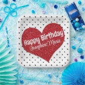 Glittery Red Heart Sweetheart Any Age Birthday ペーパープレート (パーティー)