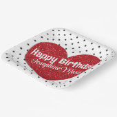 Glittery Red Heart Sweetheart Any Age Birthday ペーパープレート (傾斜あり)
