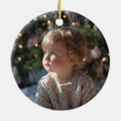 Glittery Rose Gold Foil 1st Christmas Photo セラミックオーナメント (裏面)