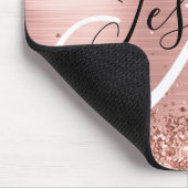 Glittery Rose Gold Foil Black and White Monogram マウスパッド (コーナー)