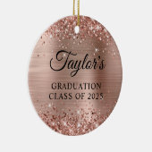 Glittery Rose Gold Foil Graduation セラミックオーナメント (右)