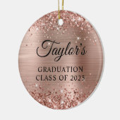 Glittery Rose Gold Foil Graduation セラミックオーナメント (左)