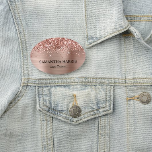 Glittery Rose Gold Foil Rectangle Logo 名札 (インサイチュ)