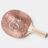 Glittery Rose Gold Glam Monogrammed 卓球ラケット (横)