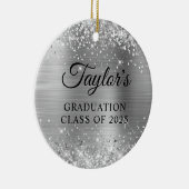 Glittery Silver Foil Graduation セラミックオーナメント (右)