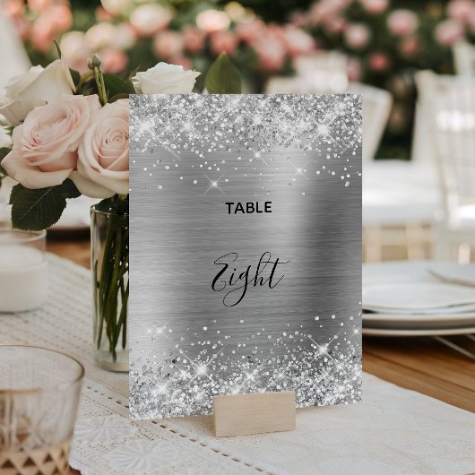 Glittery Silver Foil Wedding テーブルナンバー
