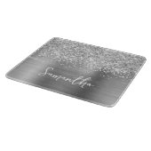 Glittery Silver Glam Name カッティングボード (角)