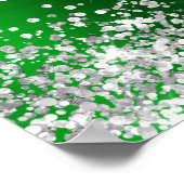 Glittery Silver Green Foil Bridal Shower Welcome ポスター (角)