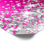 Glittery Silver Hot Pink Foil Bridal Shower ポスター (角)