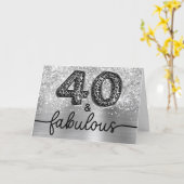 Glittery Silver Leopard Glam 40 and Fabulous カード (黄色い花)