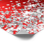 Glittery Silver Red Foil Bridal Shower Welcome ポスター (角)