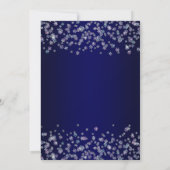Glittery Snowflakes Navy Ombre Christmas Party 招待状 (裏面)