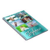 Glittery Turquoise Blue Glam 6 Photo Collage ノートブック (右側)