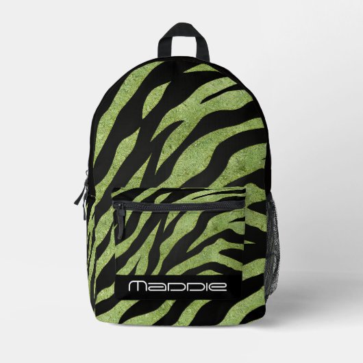Glittery Zebra Pattern  Printed Backpack プリントバックパック (正面)