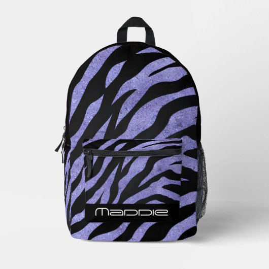 Glittery Zebra Pattern  Printed Backpack プリントバックパック (正面)