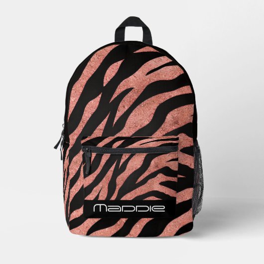 Glittery Zebra Pattern  Printed Backpack プリントバックパック (正面)