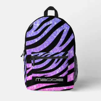 Glittery Zebra Pattern  Printed Backpack プリントバックパック