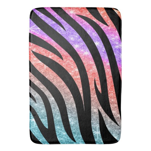 Glittery Zebra Stripes Pattern バスマット (正面縦)