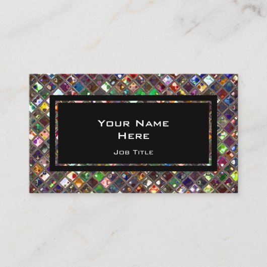 Glitzタイル数々のカラー黒長方形 名刺 (正面)