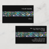 Glitzタイル数々のカラー2タイルストライプブラック 名刺 (正面/裏面)