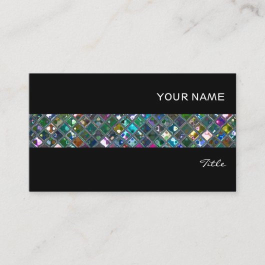 Glitzタイル数々のカラー2タイルストライプブラック 名刺 (正面)