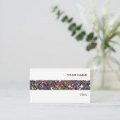 Glitzタイル数々の色瓦ストライプ白 名刺 (スタンド正面)