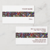 Glitzタイル数々の色瓦ストライプ白 名刺 (正面/裏面)