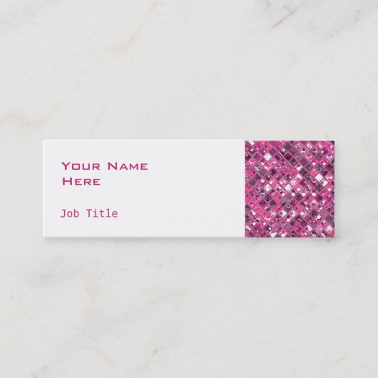 Glitzタイル熱ピンク1サイドスキニーホワイト スキニー名刺 (正面)