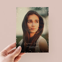 Glitzモダン卒業写真フォイル発表 箔招待状