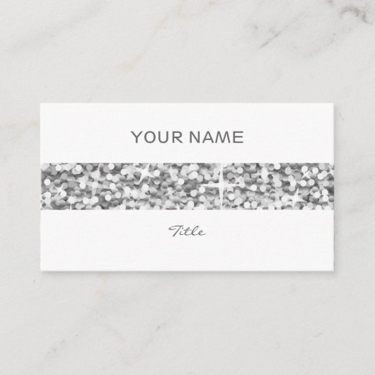 Glitz "シルバー"ビジネスストライプカードホワイトバック 名刺 (正面)