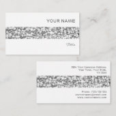 Glitz "シルバー"ビジネスストライプカードホワイト 名刺 (正面/裏面)