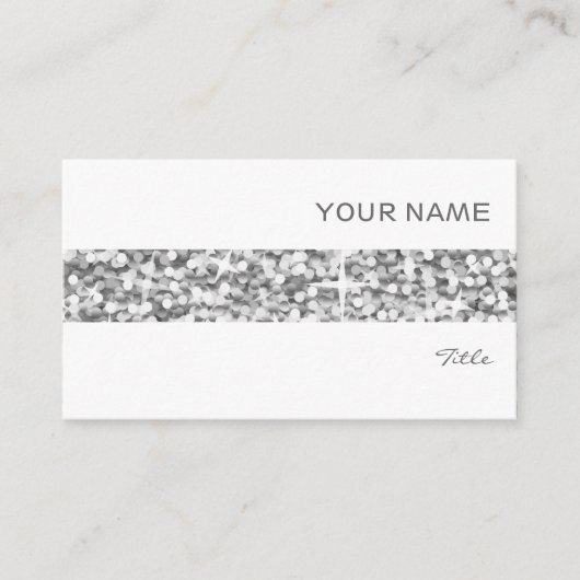 Glitz "シルバー"ビジネスストライプカードホワイト 名刺 (正面)