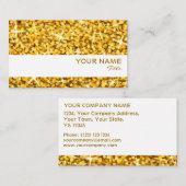 Glitz「金ゴールド」ホワイトストライプ・ビジネス・カード・テンプレート 名刺 (正面/裏面)