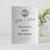 Glitz and Glam Silver Disco Birthday 招待状 (スタンド正面)