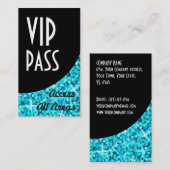 Glitz Blue 'VIP Pass'ブラックカーブ名刺 名刺 (正面/裏面)