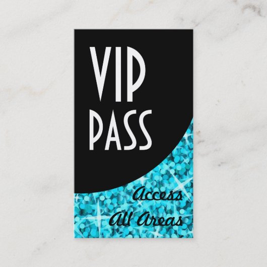 Glitz Blue 'VIP Pass'ブラックカーブ名刺 名刺 (正面)