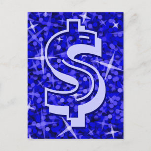 Glitz Dark Blueドル'$'はがき ポストカード