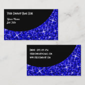 Glitz Dark Blue Black Curveビジネスカードテンプレート 名刺 (正面/裏面)