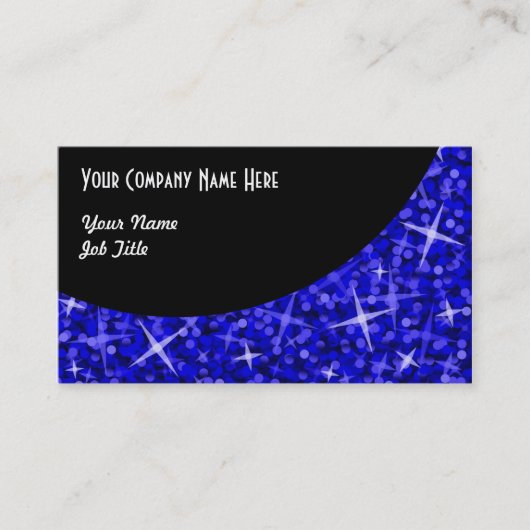 Glitz Dark Blue Black Curveビジネスカードテンプレート 名刺 (正面)