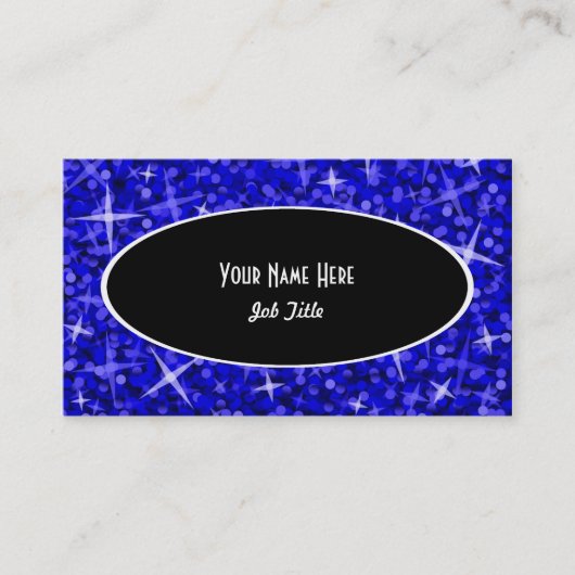 Glitz Dark Blue Black Oval名刺テンプレート 名刺 (正面)