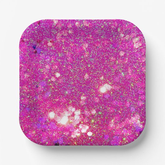 Glitz Glam Glitter Pink Aurora Party Paper Plates! ペーパープレート (正面)