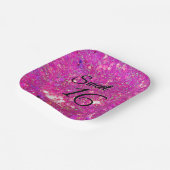 Glitz Glam Glitter Pink Sweet 16 Paper Plates! ペーパープレート (傾斜あり)