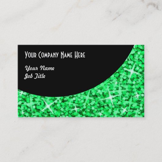 Glitz Green Black Curveビジネスカードテンプレート 名刺 (正面)