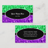Glitz Mixグリーンパープルブラックオーバルビジネスカード 名刺 (正面/裏面)
