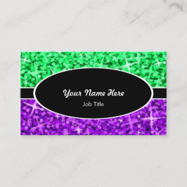 Glitz Mixグリーンパープルブラックオーバルビジネスカード 名刺