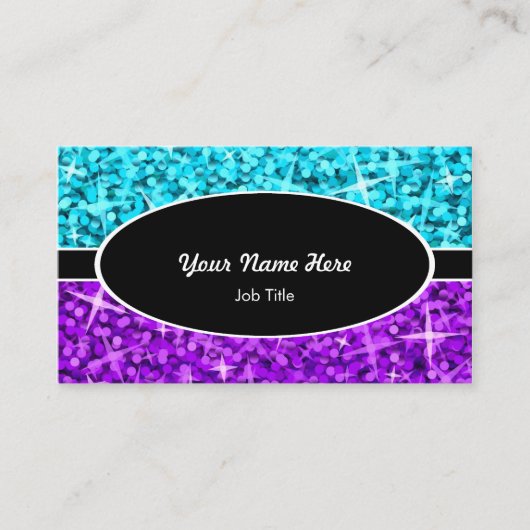 Glitz Mixブルーパープルブラックオーバルビジネスカード 名刺 (正面)