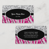 Glitz Mix "シルバー"ゼブラピンクブラック楕円 名刺 (正面/裏面)