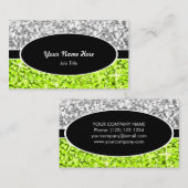 Glitz Mix "シルバー"ライムブラックオーバルビジネスカード 名刺 (正面/裏面)