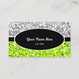 Glitz Mix "シルバー"ライムブラックオーバルビジネスカード 名刺